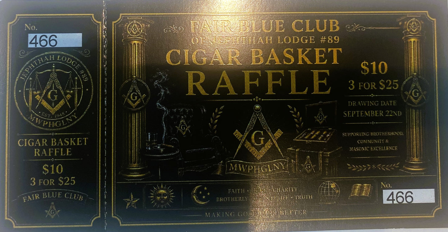 FAIR BLUE CLUB CIGAR BASKET RAFFLE TICKET