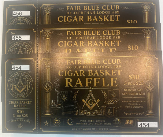 FAIR BLUE CLUB CIGAR BASKET RAFFLE 3 TICKETS FOR $25 BUNDLE