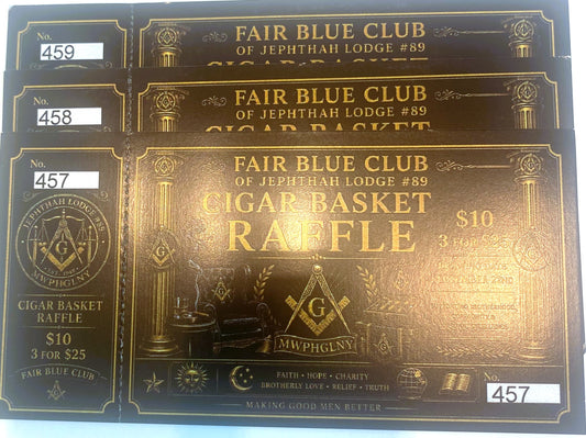 FAIR BLUE CLUB CIGAR BASKET RAFFLE 3 TICKETS FOR $25 BUNDLE