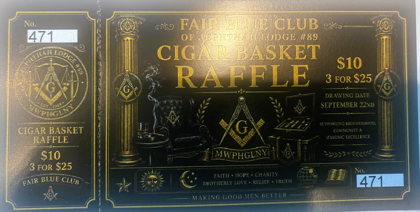 FAIR BLUE CLUB CIGAR BASKET RAFFLE TICKET