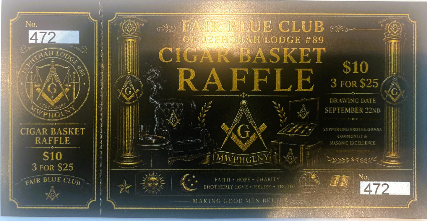 FAIR BLUR CLUB CIGAR BASKET RAFFLE TICKET
