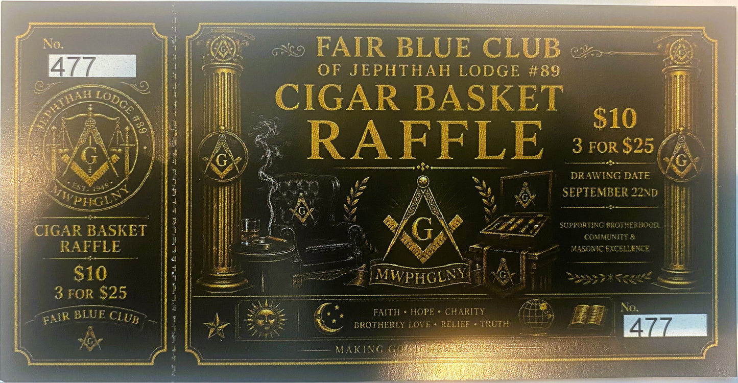 FAIR BLUE CLUB CIGAR BASKET RAFFLE TICKET